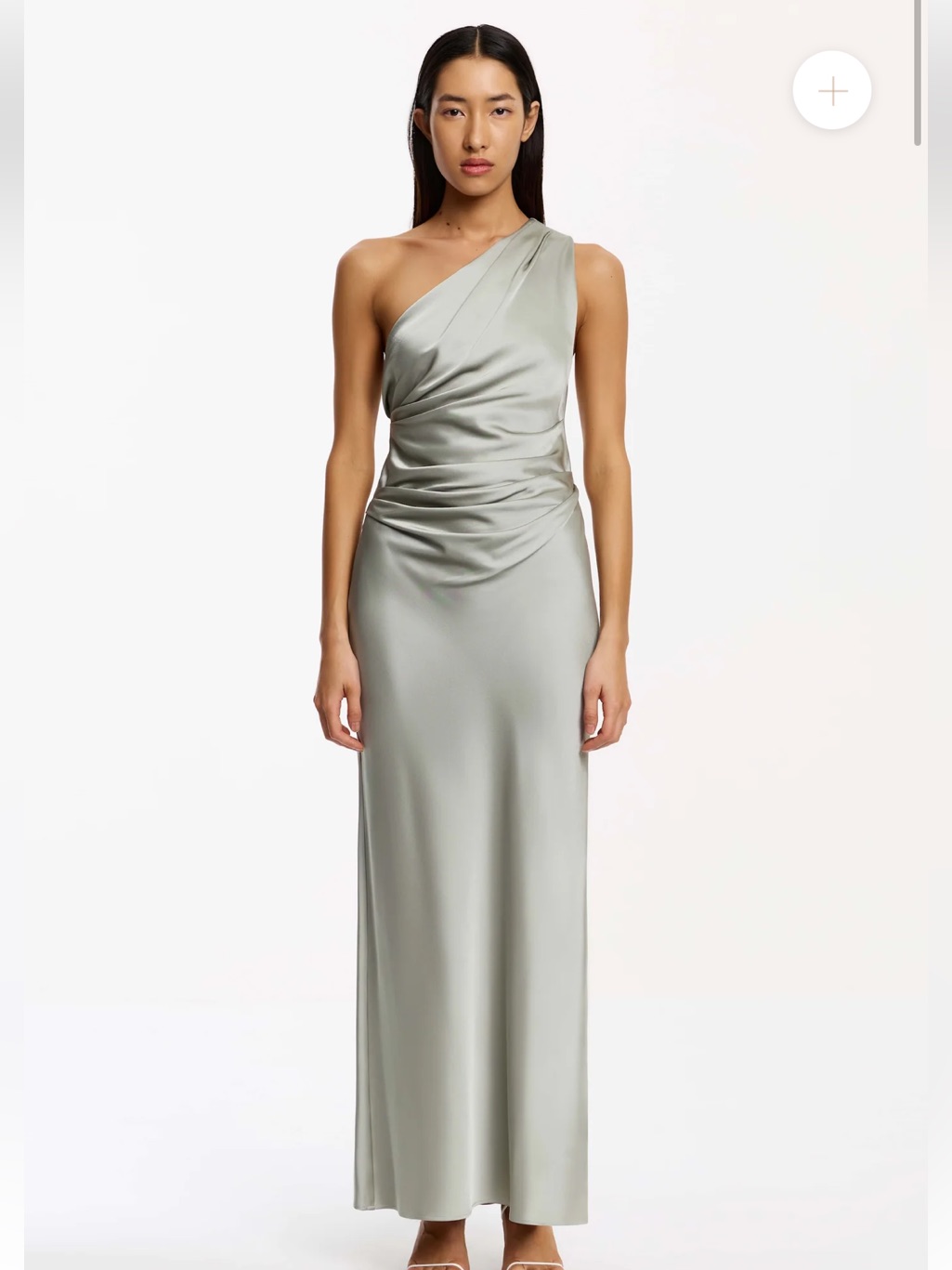 Significant Other Angela Sage Green One Shoulder Satin Maxi Dress Au 10 / Us 6